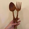 Wooden Salad Bowls and Serving Utensils - 6
