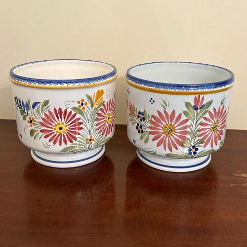 Pair of HB Henriot Quimper Pottery Planters