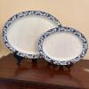 Pair of Wood and Sons Patricia Blue Floral Oval Serving Platters