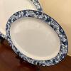 Pair of Wood and Sons Patricia Blue Floral Oval Serving Platters - 2