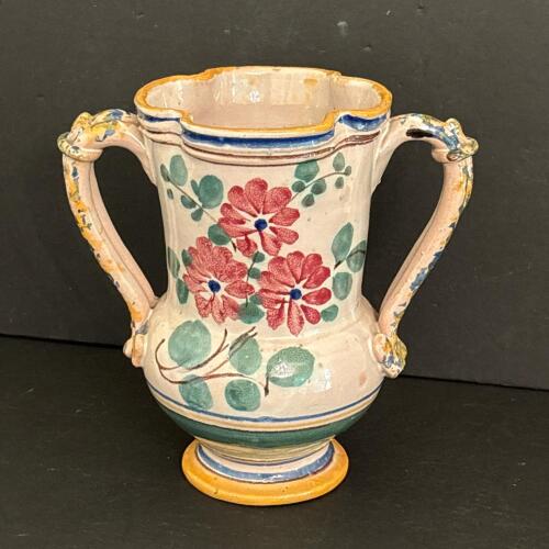 Italian Two-Handled Floral Ceramic Vase