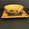 Tabletops Lifestyles Lorraine Hand Painted Ceramic Bowl and Plate - 2
