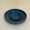 Signed Blue Glazed Studio Pottery Chip and Dip Bowl