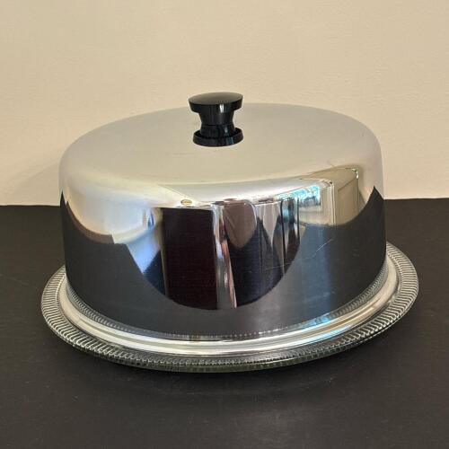 Glass Cake Plate with Metal Dome