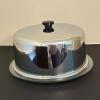 Glass Cake Plate with Metal Dome