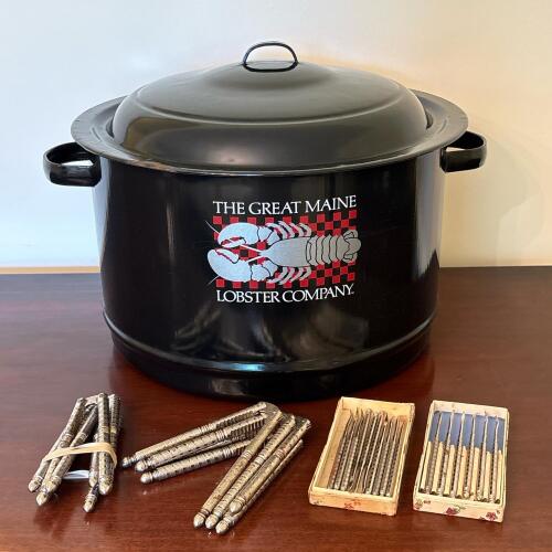 The Great Maine Lobster Company Enamel Pot and Seafood Utensils