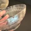 Five Etched Clear Glass Dessert Bowls with Swirl Border Pattern - 3