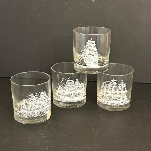 Four Ship Motif Old Fashioned Glasses by HouzeArt