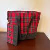Punctuate Plaid Tote Bag with Matching Pouch - 2