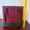 Punctuate Plaid Tote Bag with Matching Pouch - 11