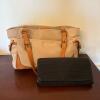 Talbots Canvas and Leather Tote and Black Woven Clutch
