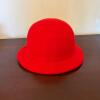 Oscar de la Renta Red Felt Bowler Hat with Feather Accent - 2