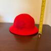 Oscar de la Renta Red Felt Bowler Hat with Feather Accent - 6