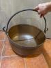 Large Hammered Copper Cauldron with Iron Bail Handle - 2