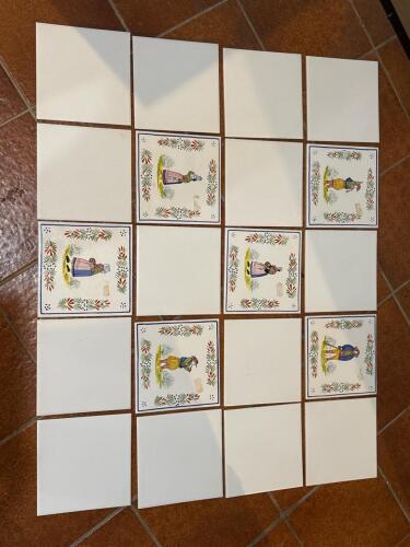 Hand-Painted HB Henriot Quimper Faience Tiles