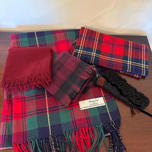 Cashmere and Wool Scarf Lot with Fur-Style Headband