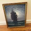 18.25" x 22" Signed Framed Painting of a Sailing Ship at Sea