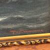 18.25" x 22" Signed Framed Painting of a Sailing Ship at Sea - 7