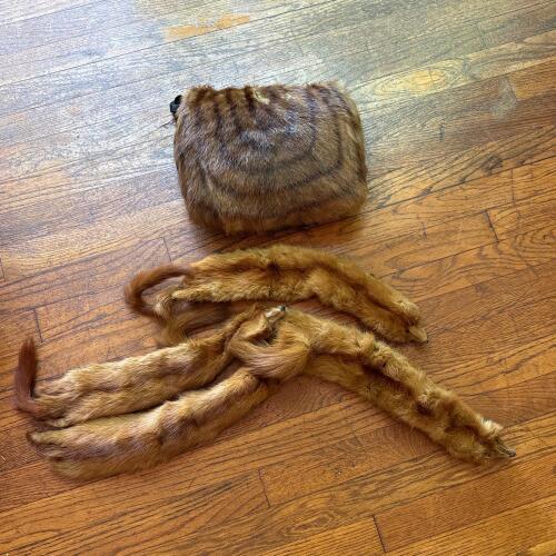 Vintage Fur Stole and Fur Hand Muff Bag