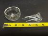 Glass Bowl W/ Miniature Glass Spoons & Salt Dips W/ Gold Trim - 5