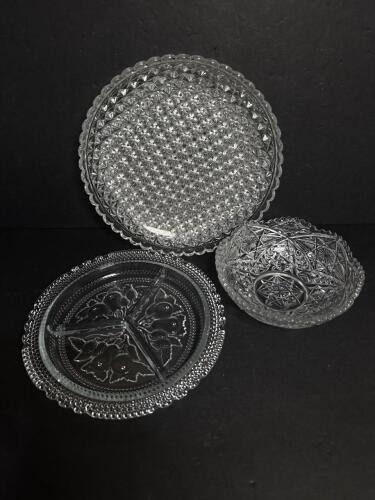 Pressed Glass Serving Dishes in Cut Glass-Style