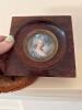 Miniature Portrait Plaque, Hooked Wool Mat, Silverplate Tea Strainer - 2