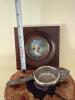 Miniature Portrait Plaque, Hooked Wool Mat, Silverplate Tea Strainer - 8