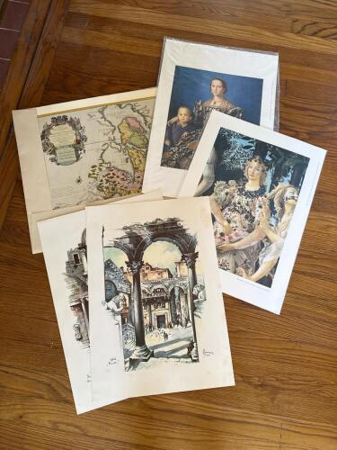Assorted Art Prints and Maps, Vintage-Style - Suitable for Framing