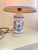 Blue and White Ceramic Floral Table Lamp with Shade
