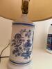 Blue and White Ceramic Floral Table Lamp with Shade - 2