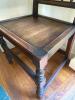 Jacobean Style Carved Wood Chair with Burgundy Vinyl Cushion - 3