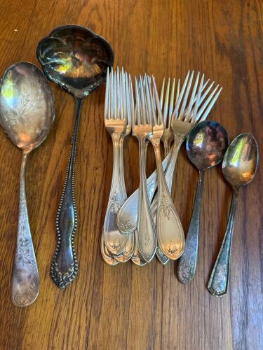 Vintage Mixed Silverplate Flatware Assortment with Reed & Barton Forks