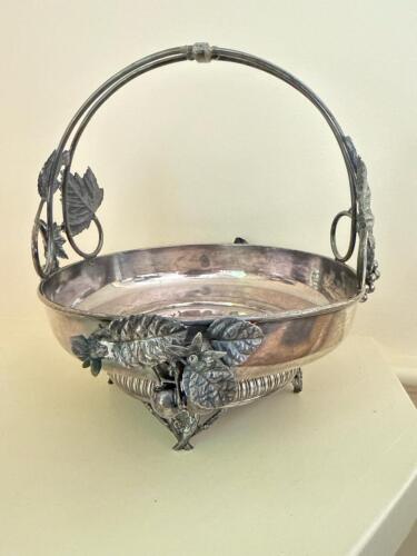 Antique Victorian-Era Silver-plated Bride's Basket By Meriden Silver Plate Co.