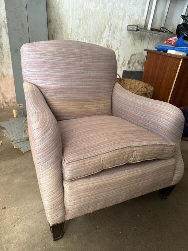 Comfortable Upholstered Club Chair in Striped Fabric