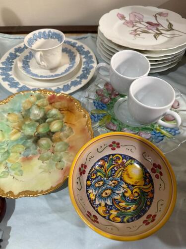 Assorted Decorative and Collectible Plates, Cups, and Bowls