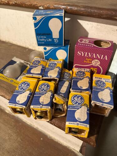 Vintage GE and Sylvania Appliance and Oven Light Bulbs with Other Vintage Bulbs