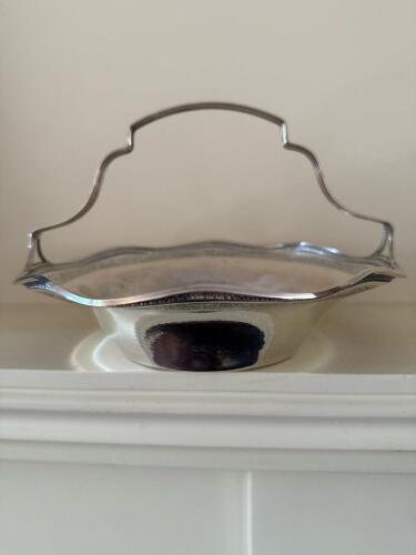 Sterling Silver Handled Basket with Ornate Border