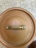 4 French Copper Sauce Pans with Lids, Brass Handles - 2
