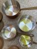 4 French Copper Sauce Pans with Lids, Brass Handles - 4