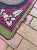 Antique Early American Folk Art Floral Hooked Rug - 6