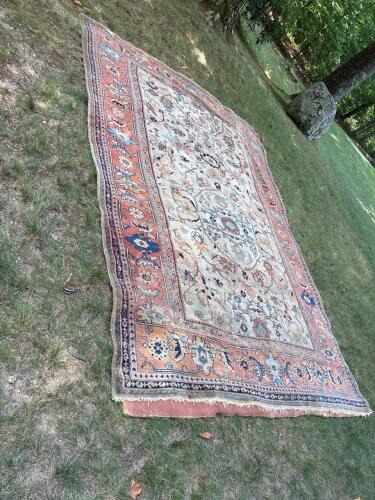 Large Vintage Persian-Style Hand-Knotted Wool Rug