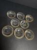 Glass Bowl W/ Miniature Glass Spoons & Salt Dips W/ Gold Trim - 2