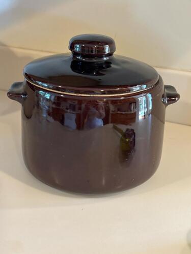 West Bend Brown Glazed Stoneware Crock with Lid