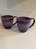 Pair of Hand-Thrown Pottery Mugs Purple Drip Glaze