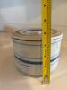 Pair of Antique Blue Stripe Stoneware Crocks With Lids - 12