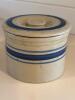 Stoneware Crock with Blue Bands and Lid