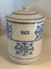 Antique American Blue Stoneware Canisters With Lids - 7