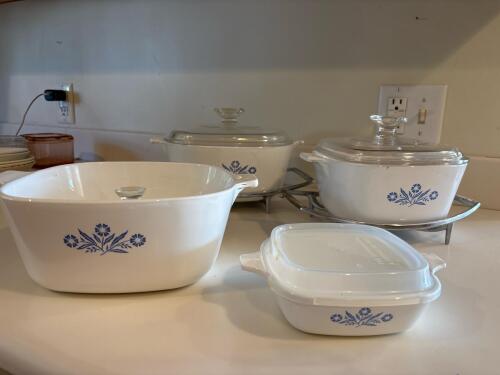 Vintage Corning Ware Blue Cornflower Covered Casseroles