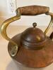 Antique Brass and Copper Teakettle with Wooden Handle - 2