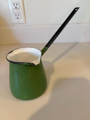 Vintage Green Enamelware Sauce Pot